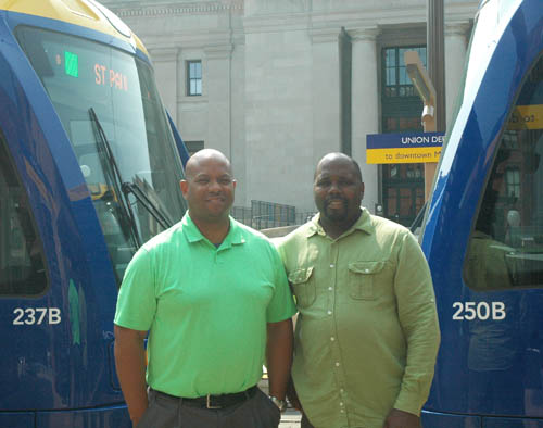 Architects James Garrett Junior (left) and Nathan Johnson designed the METRO Green Line stations. Their firm, 4RM+ULA, is located in Lowertown Saint Paul.