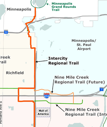 Map of Intercity Regional Trail.